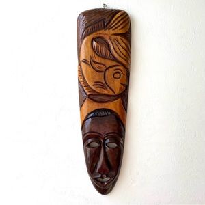 LAST CHANCE SALE!LARGE HANDCARVED Wooden Vintage African Mask Fish Wall Decor